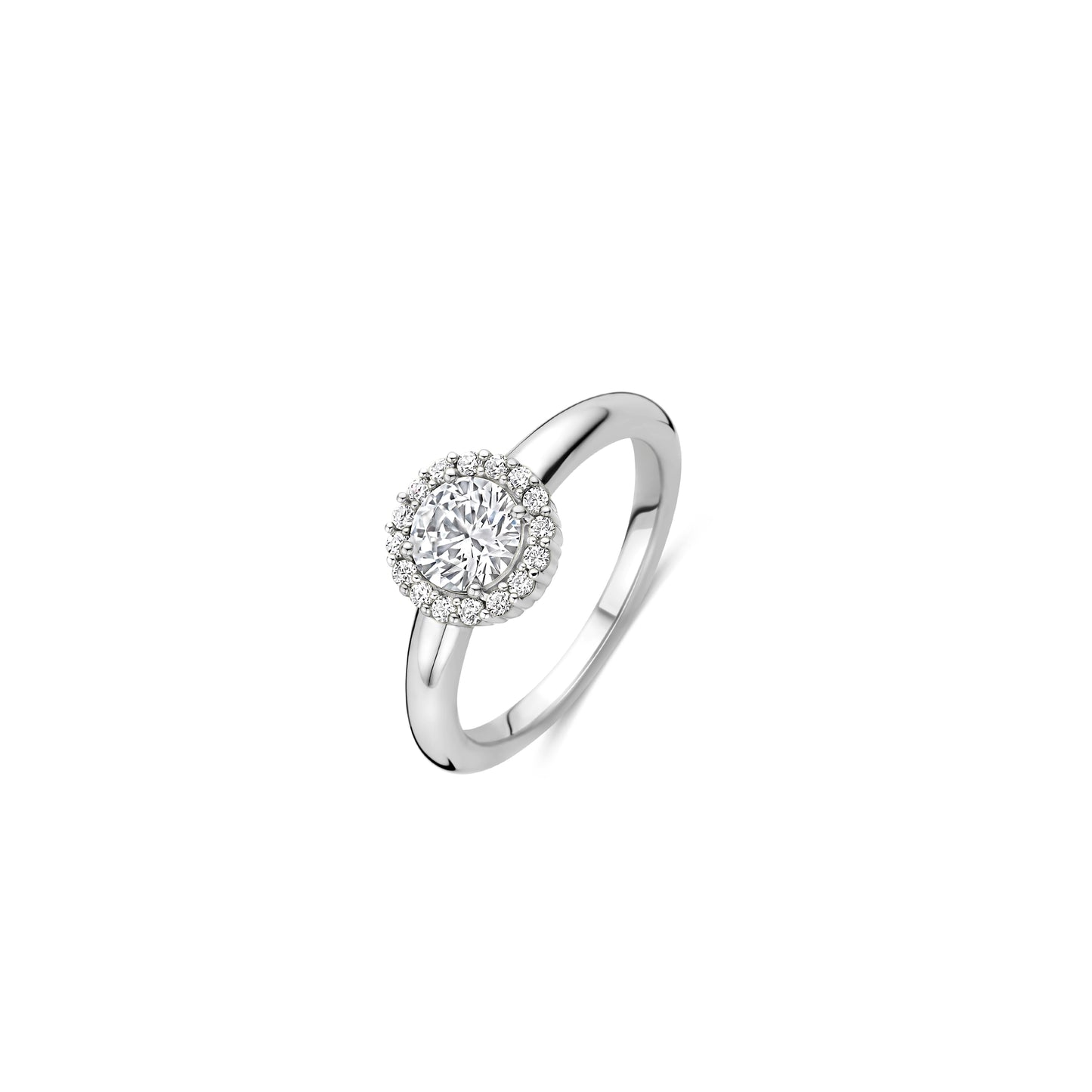 Round Halo Zirconia Ring by TI SENTO