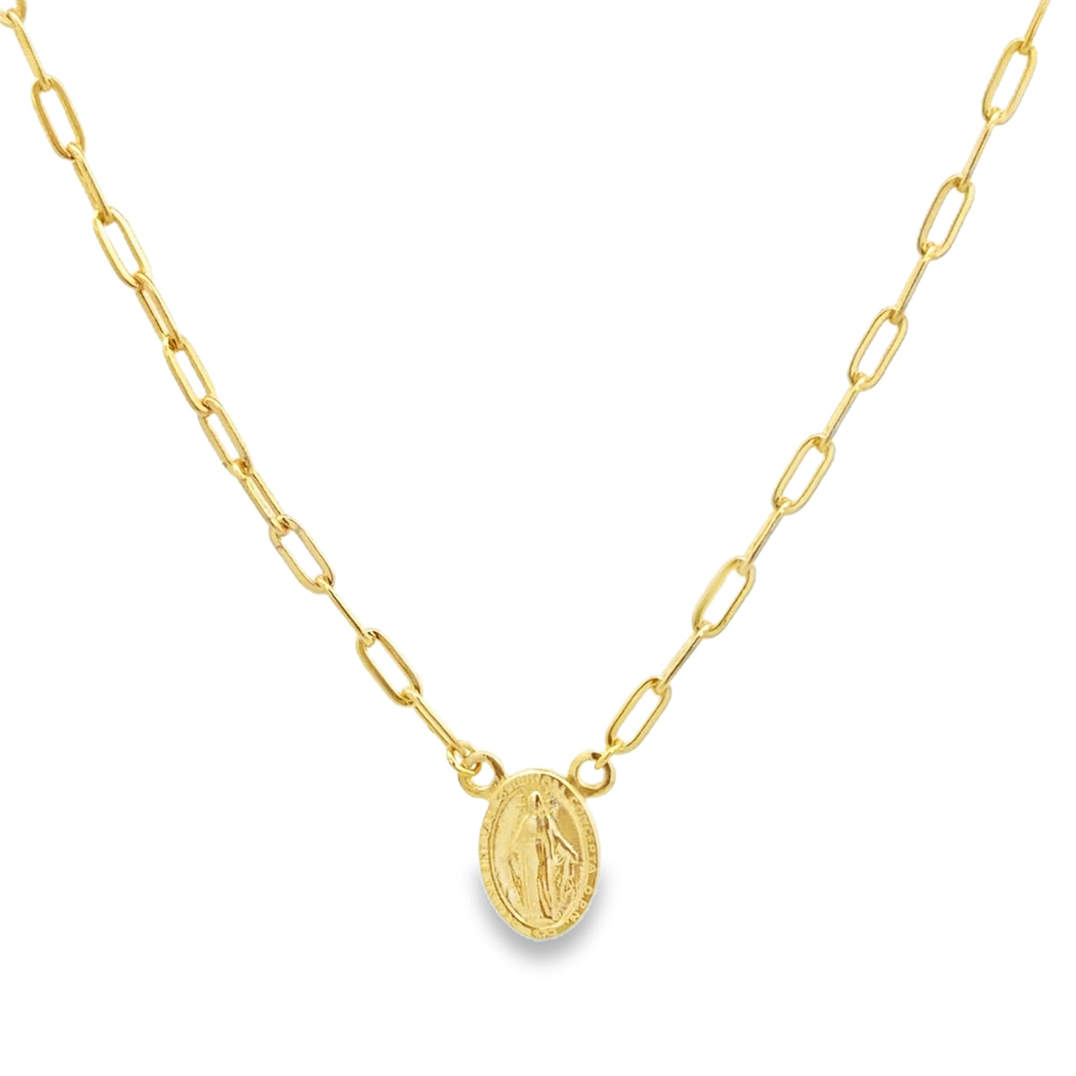 Milagrosa Oval Pendant Paperclip Kids Necklace by KURY COLLECTION