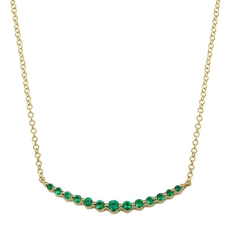 Gradient Smile Bar Emeralds Necklace - SHOPKURY.COM