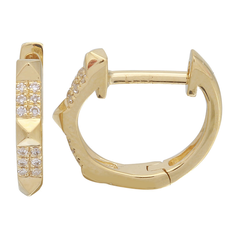 Pyramid Stud Huggie Earrings 11MM - SHOPKURY.COM