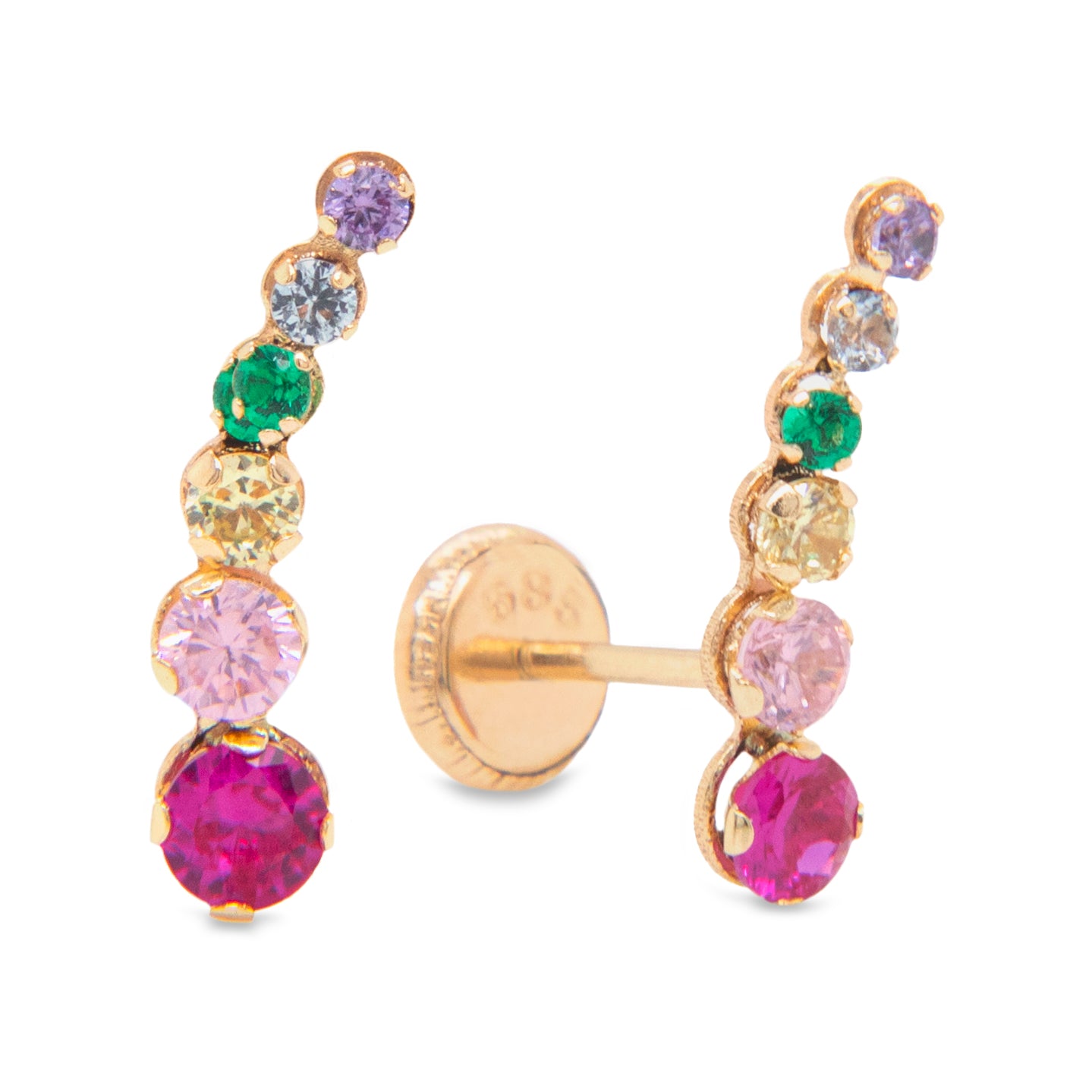 Curved Crawler Multi Color Zirconia Earrings - SHOPKURY.COM