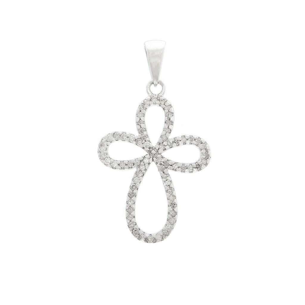 Bubble Cross Diamond Pendant 25MM by KURY COLLECTION
