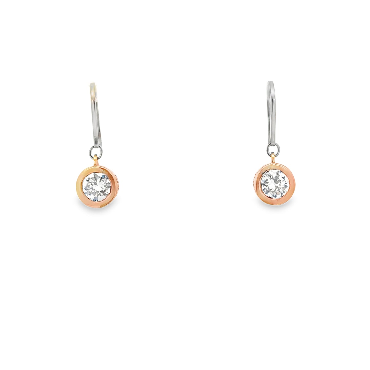 Two-Tone Dangle Zirconia Earrings - SHOPKURY.COM