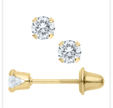 4MM Zirconia Kids Stud Earrings by KIDDIE 4 KIDS