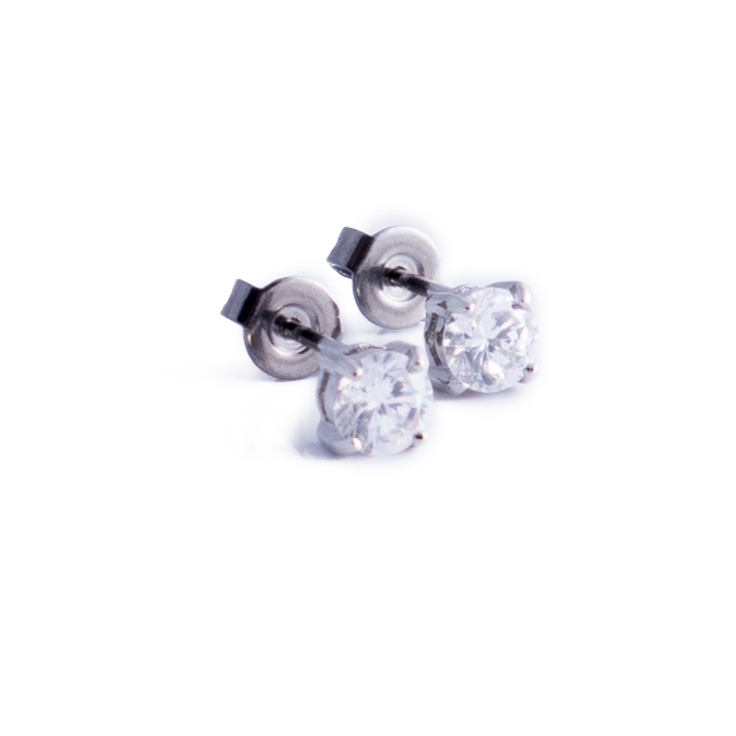 CZ Stud Earrings 5mm - SHOPKURY.COM