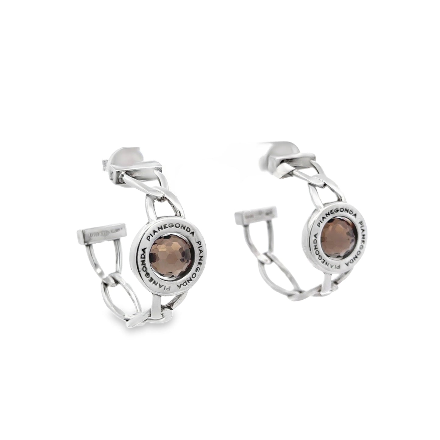 Colors of Life Silver Hoop Earrings w/Smokey Quartz - SHOPKURY.COM
