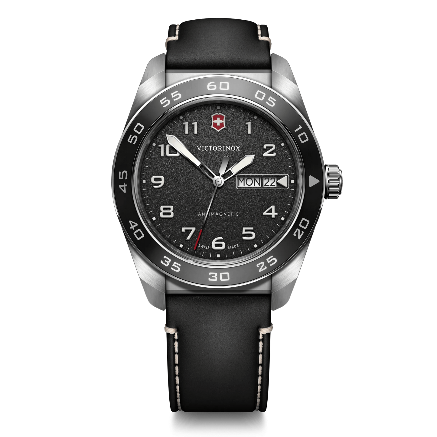 Swiss Army Black Leather 42MM Watch by VICTORINOX SWISS ARMY