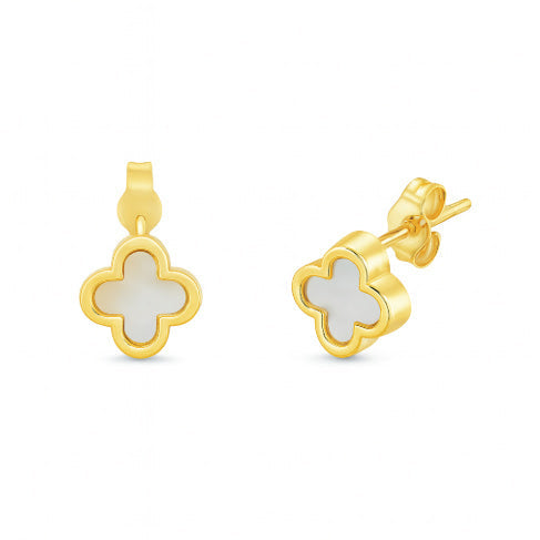 Mother Pearl Clover 7MM Stud Earrings - SHOPKURY.COM