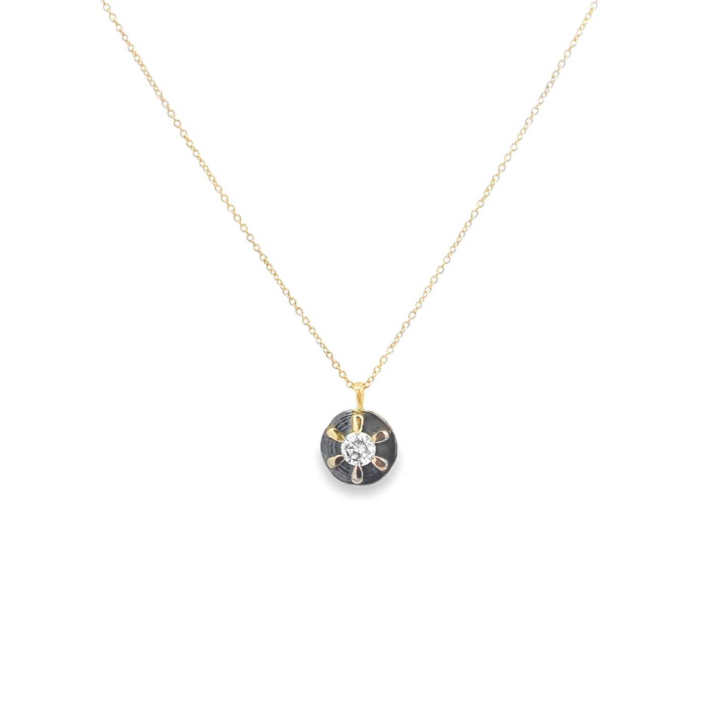 Yellow Gold Necklace with Solitaire Diamond Pendant .15ct - SHOPKURY.COM