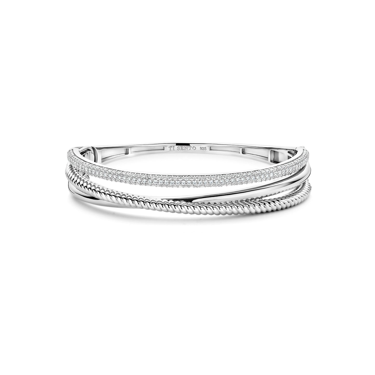 Crossover Trilogy Silver Bangle Bracelet by TI SENTO