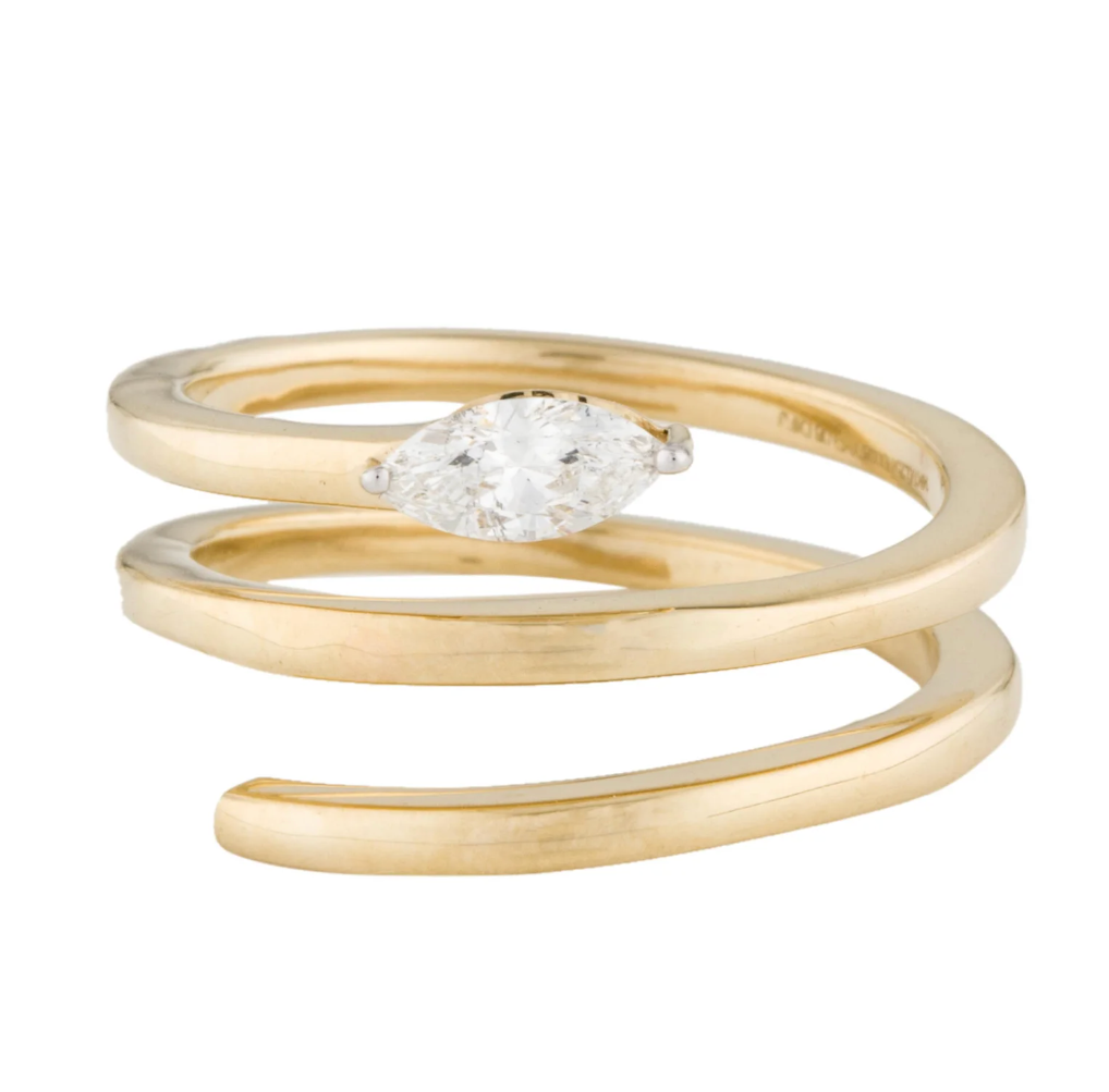 Spiral Ring with Marquise Diamond - SHOPKURY.COM