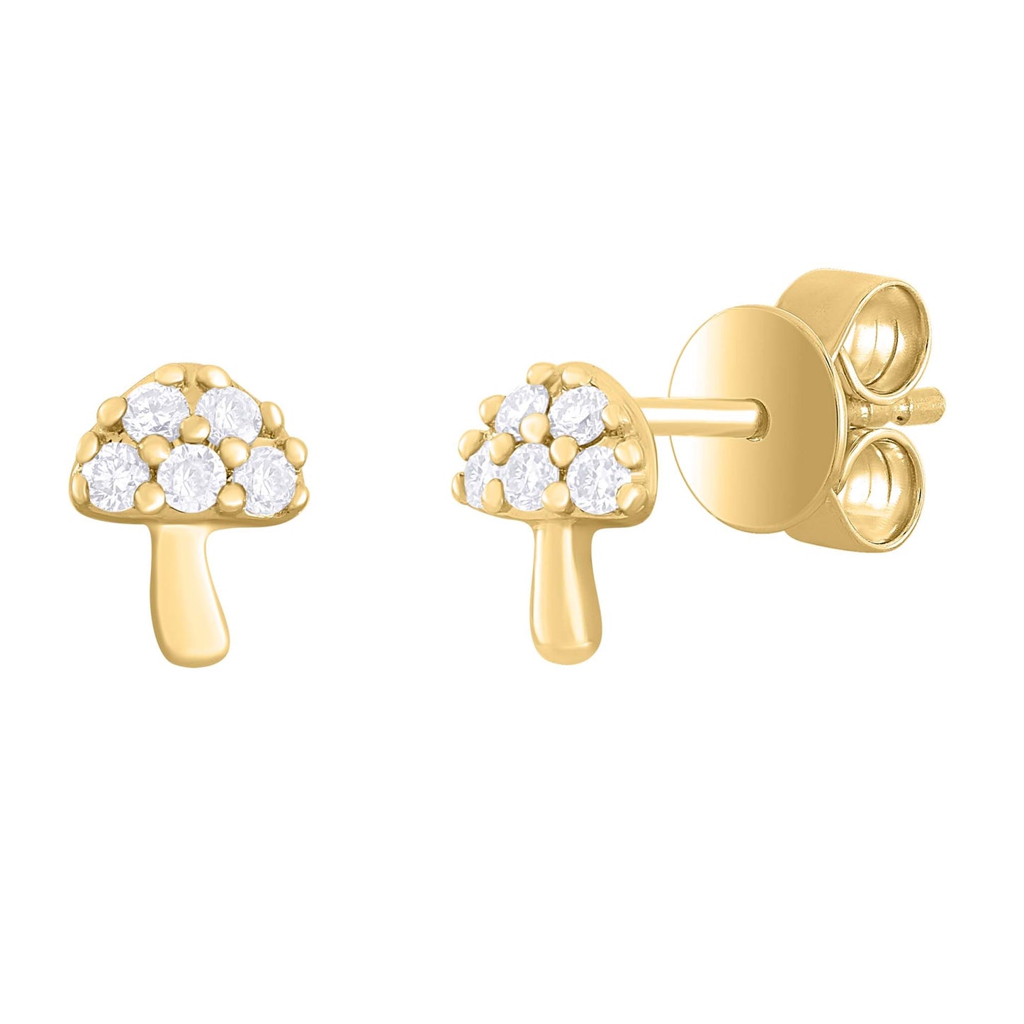 Mushroom Diamond Stud Earrings - SHOPKURY.COM