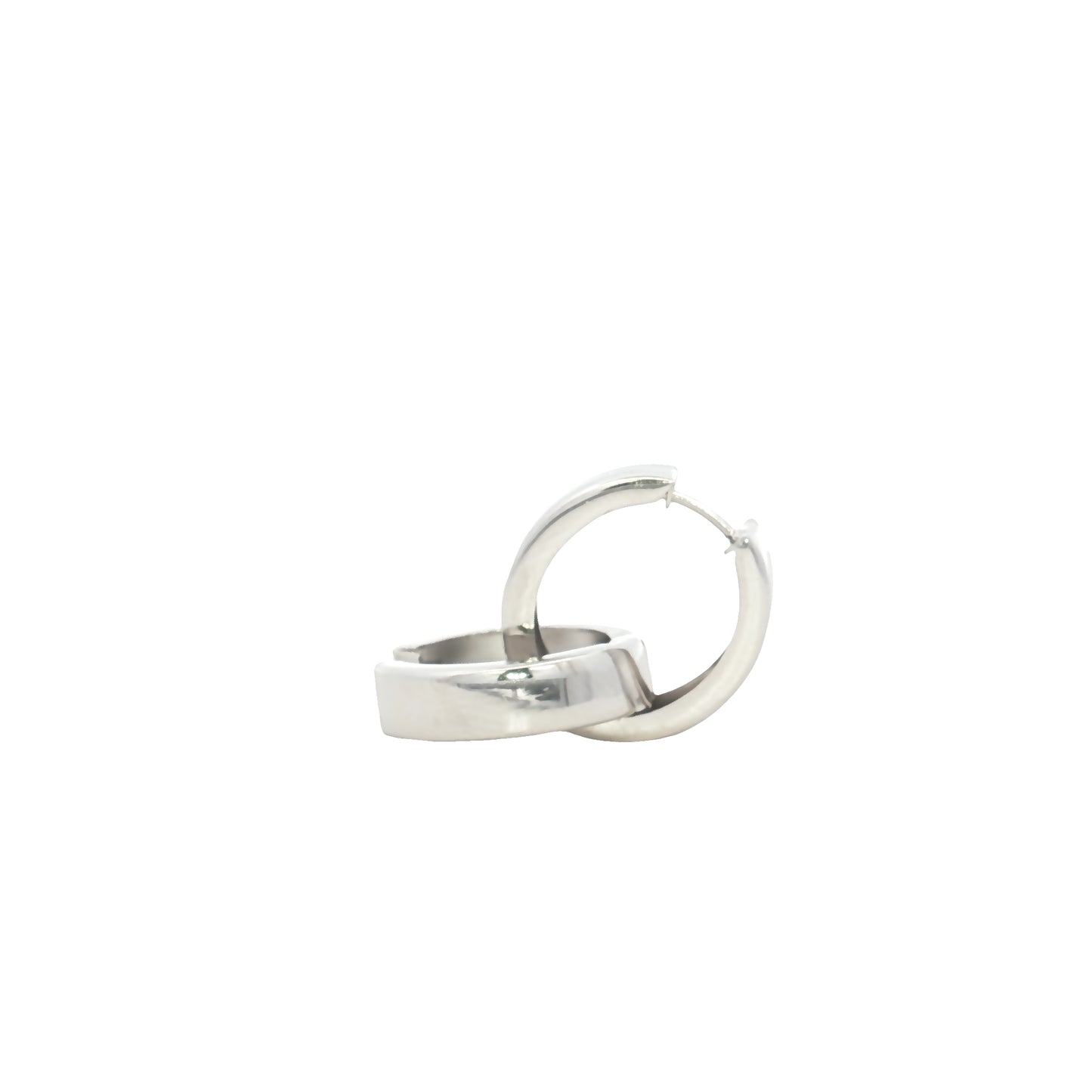 White Gold 16.5MM Huggie Earrings - SHOPKURY.COM