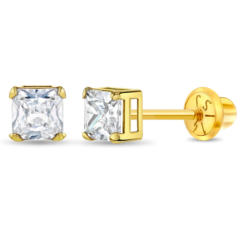 Kids 5MM Square Prong Set Stud Earrings - SHOPKURY.COM