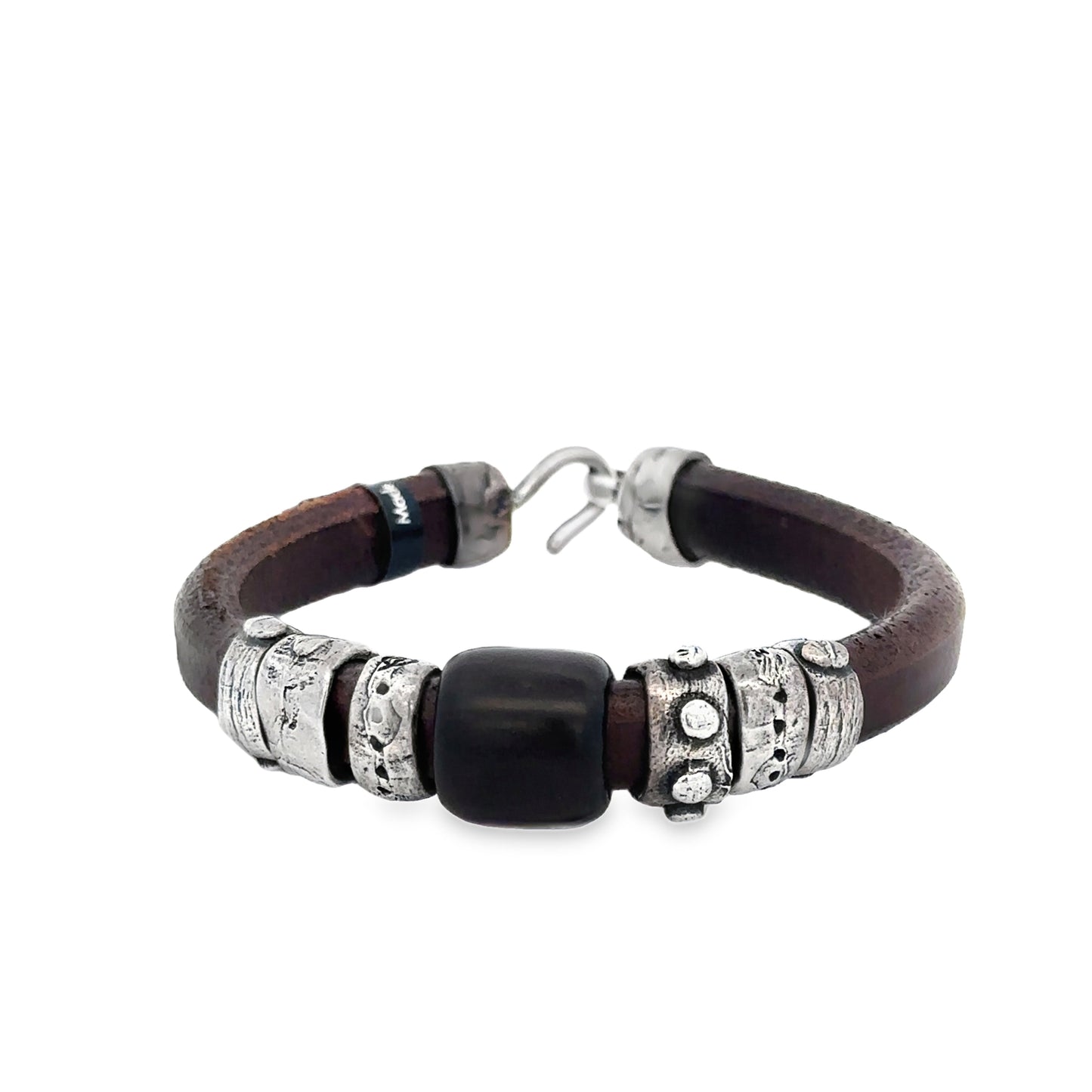 Leather Bracelet with Black Resin Bead - SHOPKURY.COM