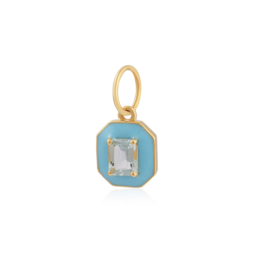 Octagonal Turquoise Aquamarine Pendant - SHOPKURY.COM