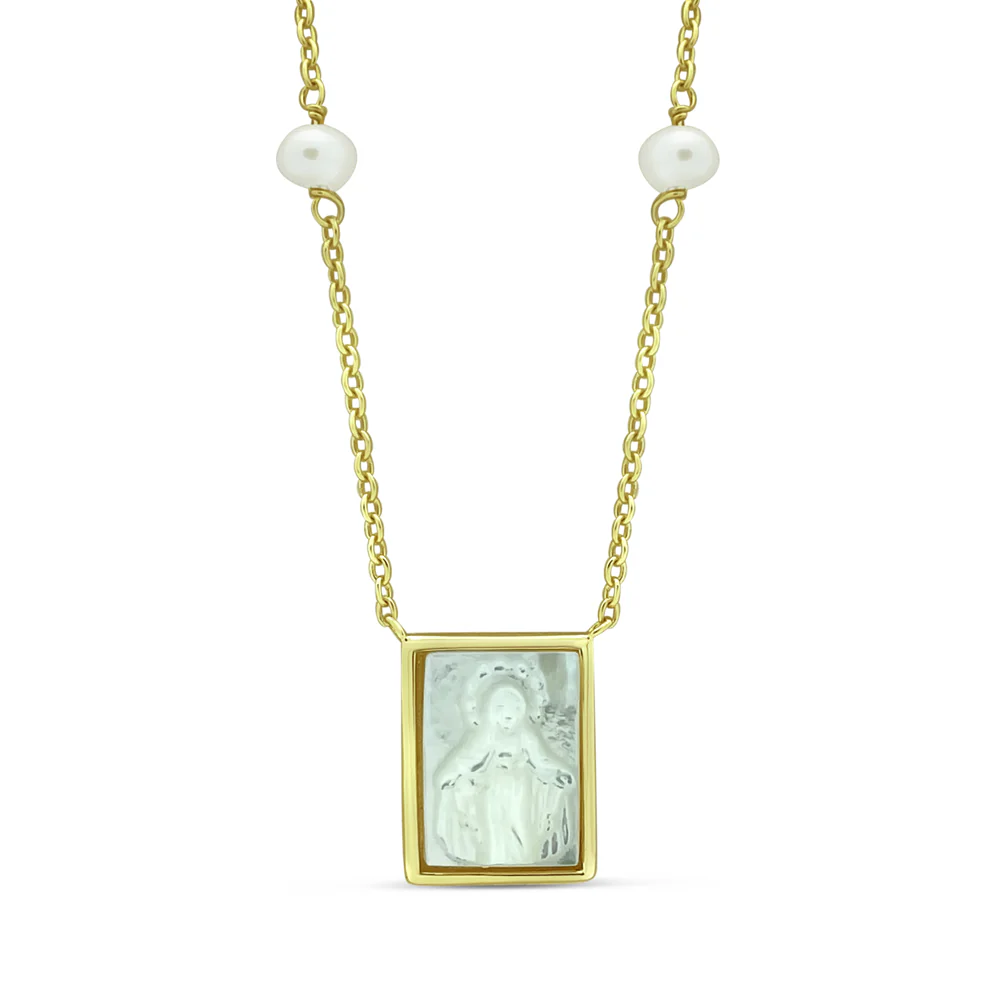 Rectangular Milagrosa Mother Pearl Kids Necklace - SHOPKURY.COM