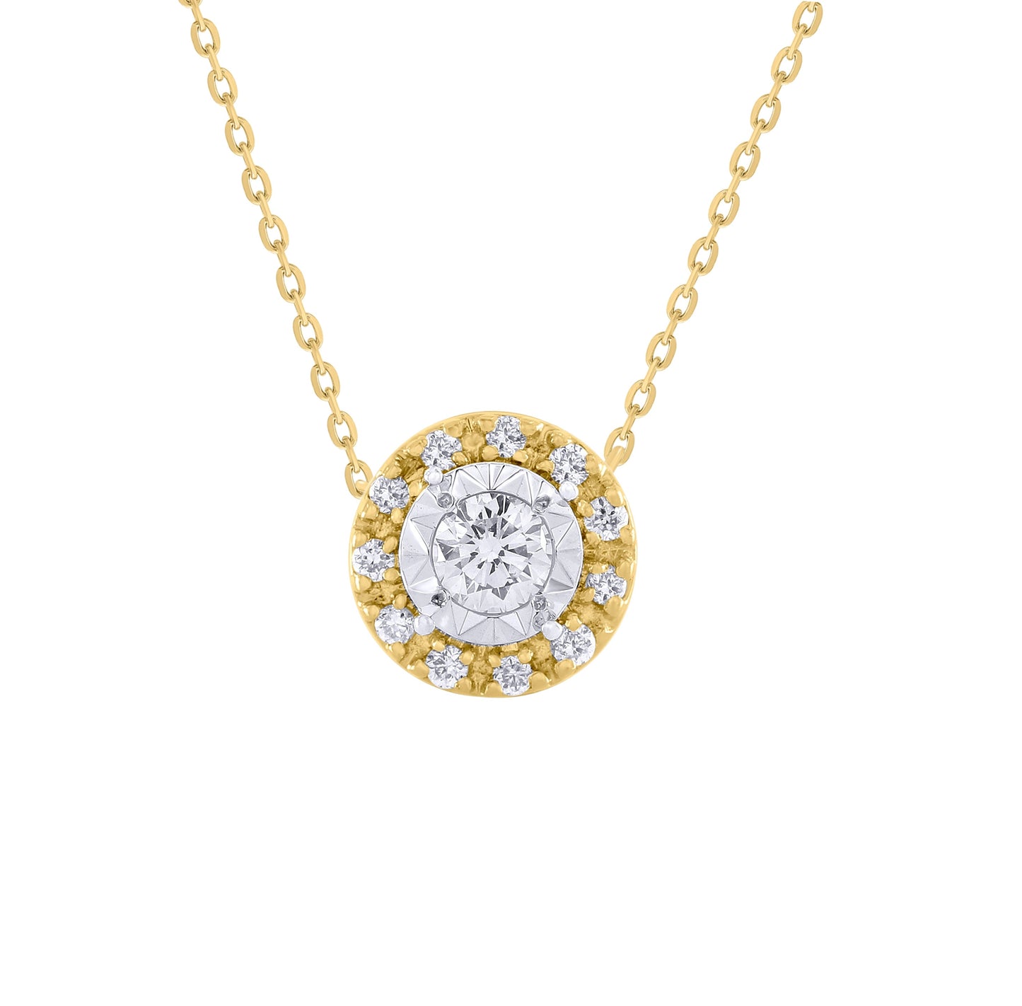 .10CT Diamond Solitaire Halo Necklace - SHOPKURY.COM