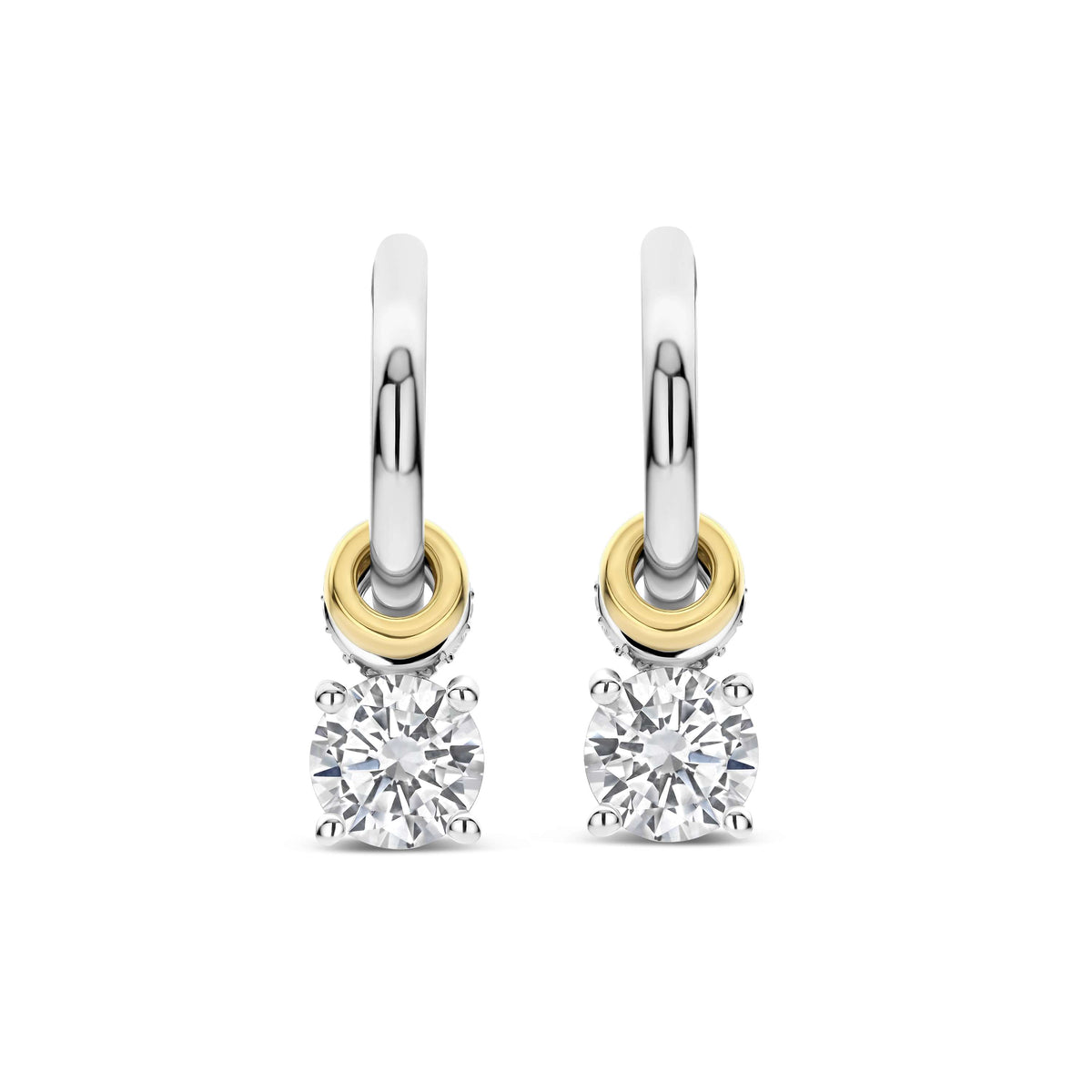 Solitaire and Charms Huggie Earrings by TI SENTO
