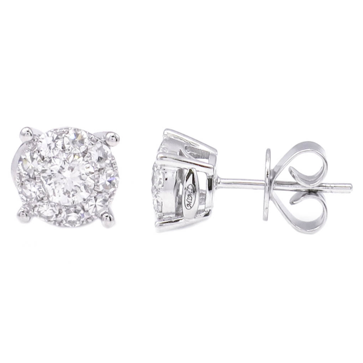 .75ct Illusion Diamond Stud Earrings 14KW - SHOPKURY.COM