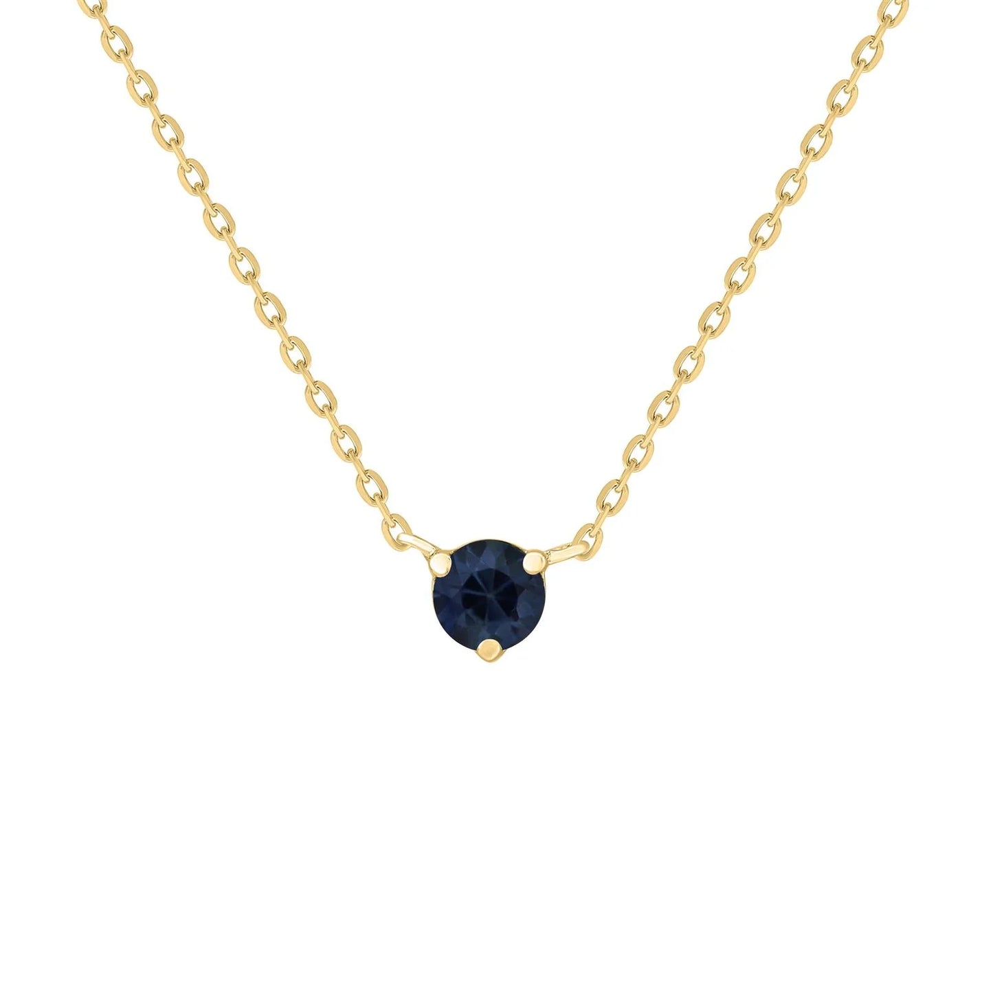 Blue Sapphire Solitaire Prong Set Necklace - SHOPKURY.COM
