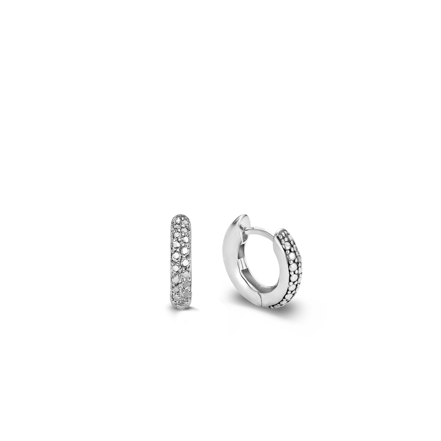14MM Silver Dipped Zirconia Huggie Earrings - SHOPKURY.COM