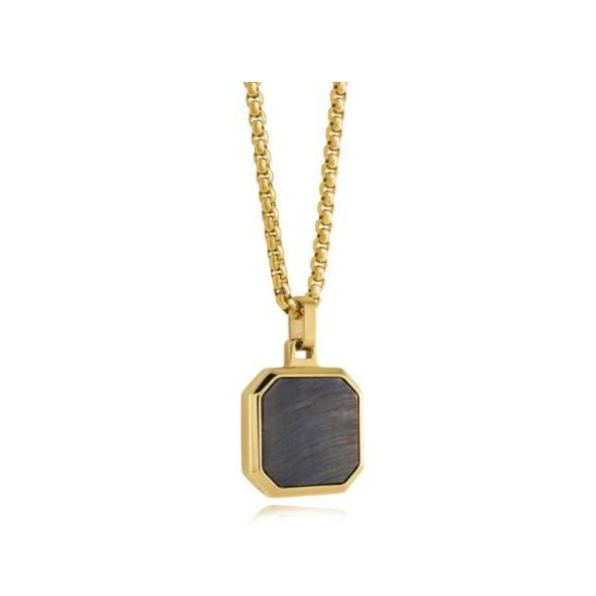 Tiger Eye Golden Steel Octagon Necklace - SHOPKURY.COM