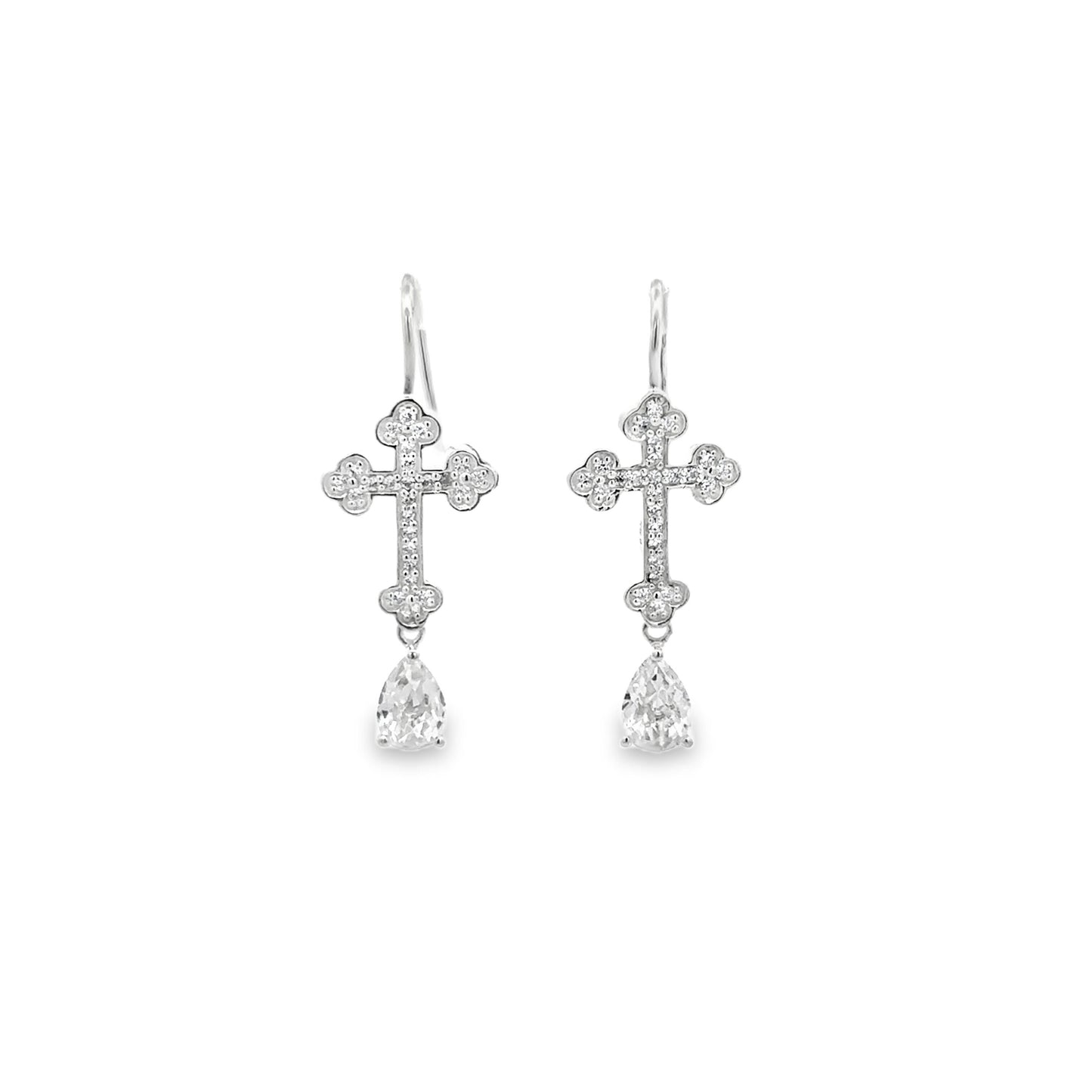 Cross Dangle Earrings with Zirconia - SHOPKURY.COM