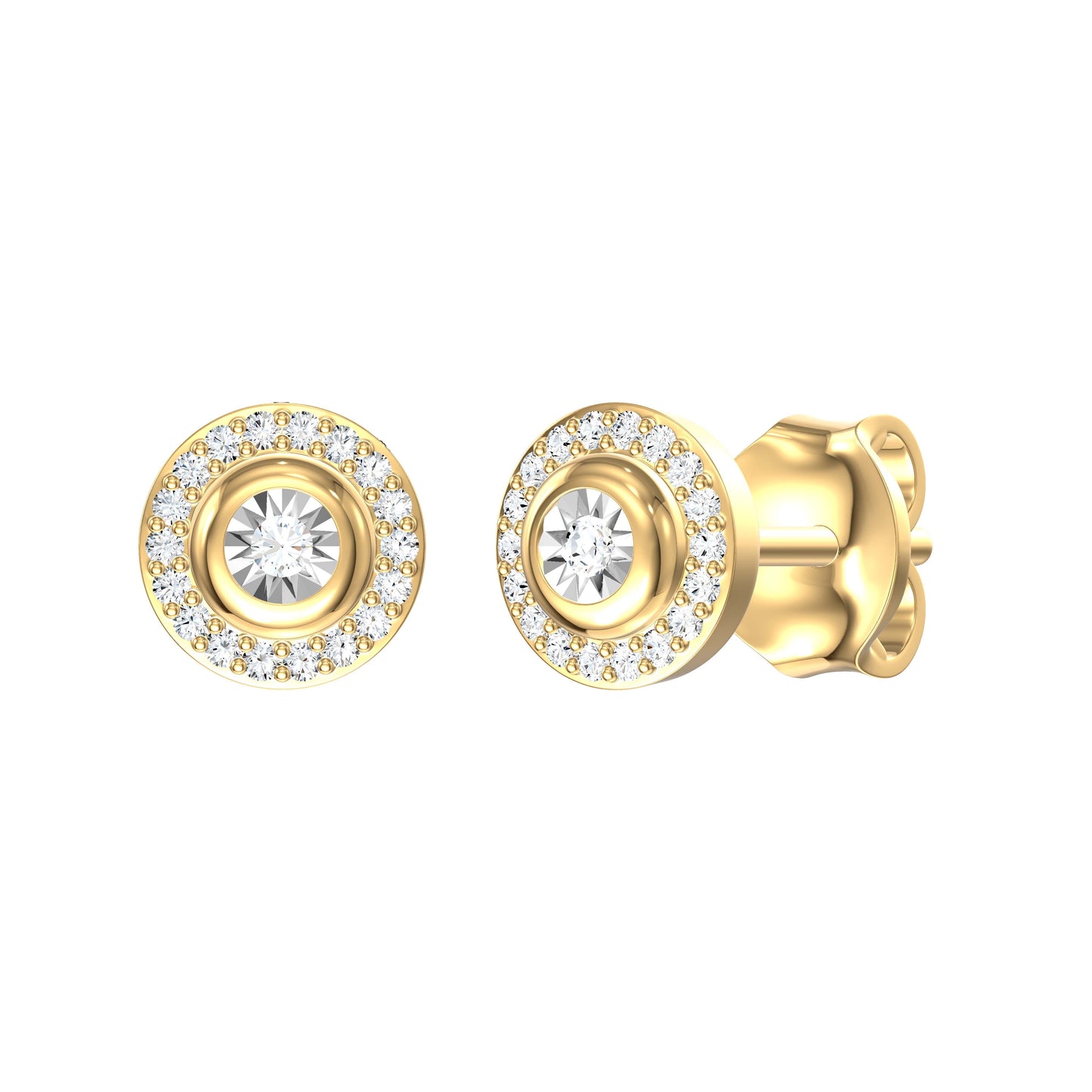 .08CT Diamond Stud Earrings with Halo - SHOPKURY.COM