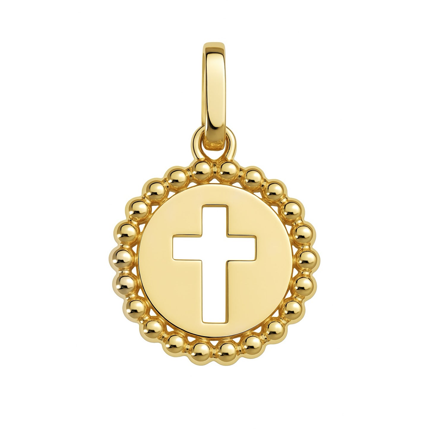 Open Cross Beaded Frame Round Pendant - SHOPKURY.COM