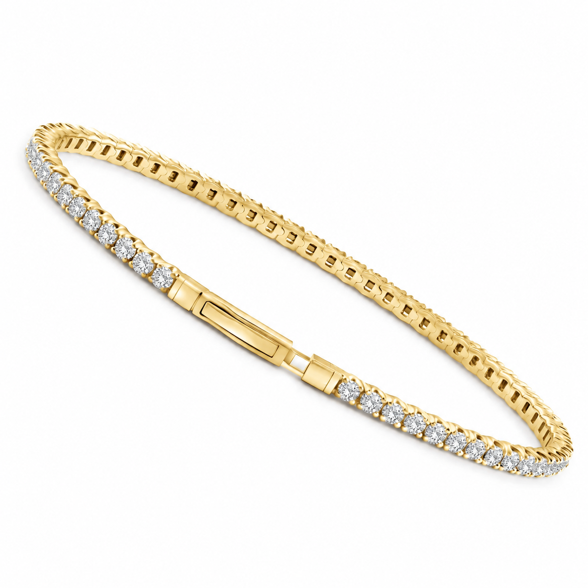 3CT Round Lab Diamond Flexible Tennis Bracelet in Yellow Gold by LAB DIAMONDS