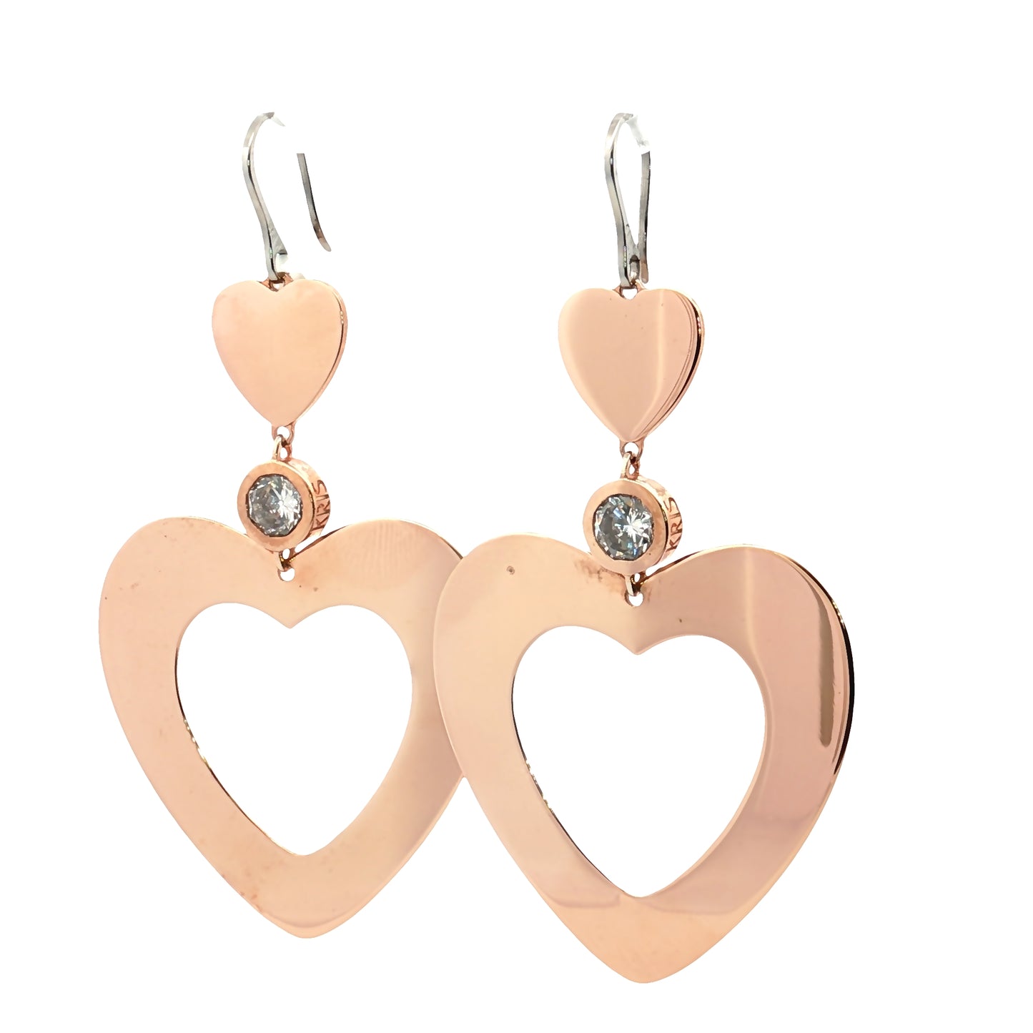 Open Heart Dangle Earrings with Zirconia - SHOPKURY.COM