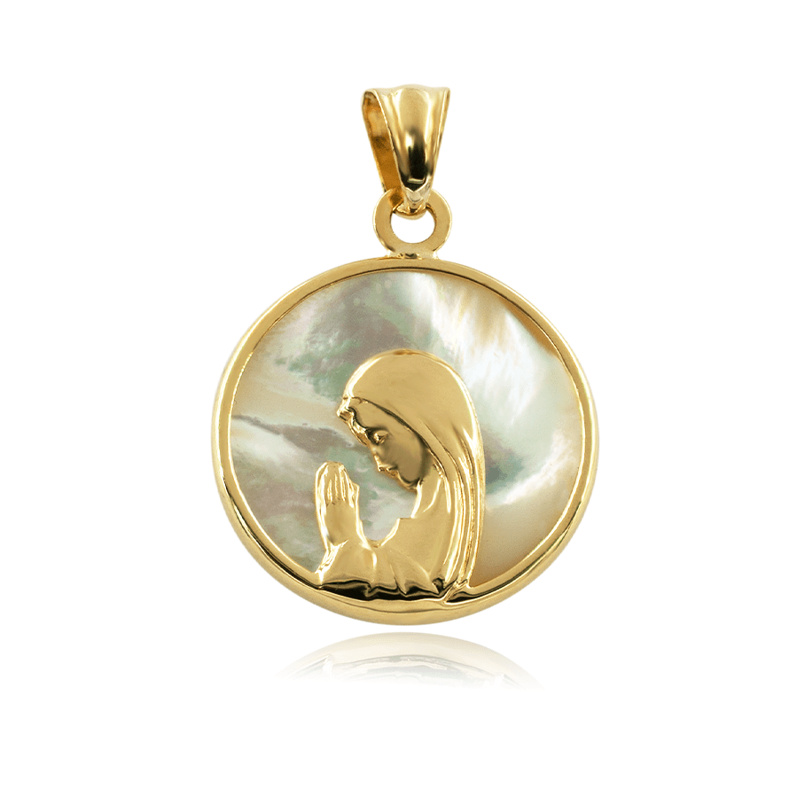 Virgen Nina Mother Pearl 18K Gold Pendant 25.5MM - SHOPKURY.COM