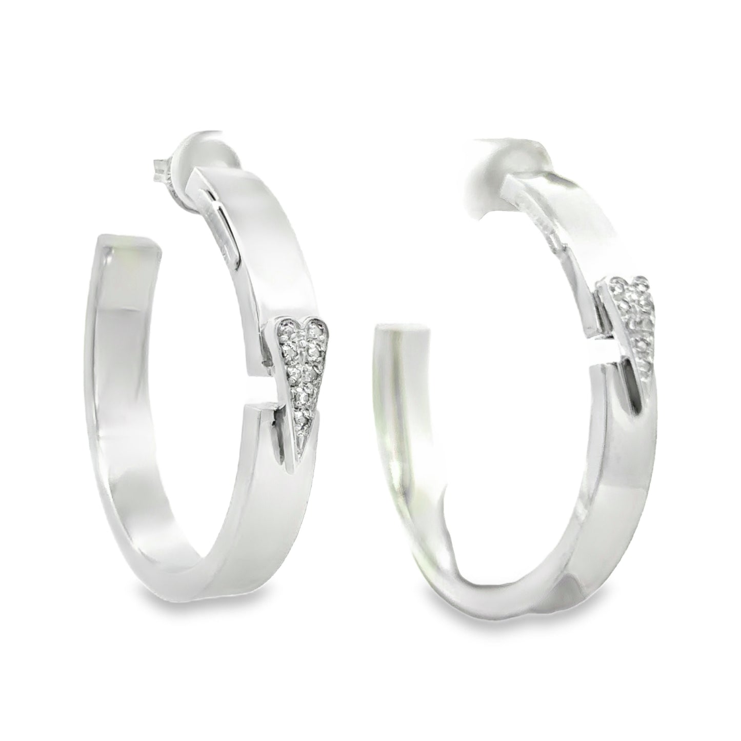 Union Hoop Earrings with Diamond Heart - SHOPKURY.COM