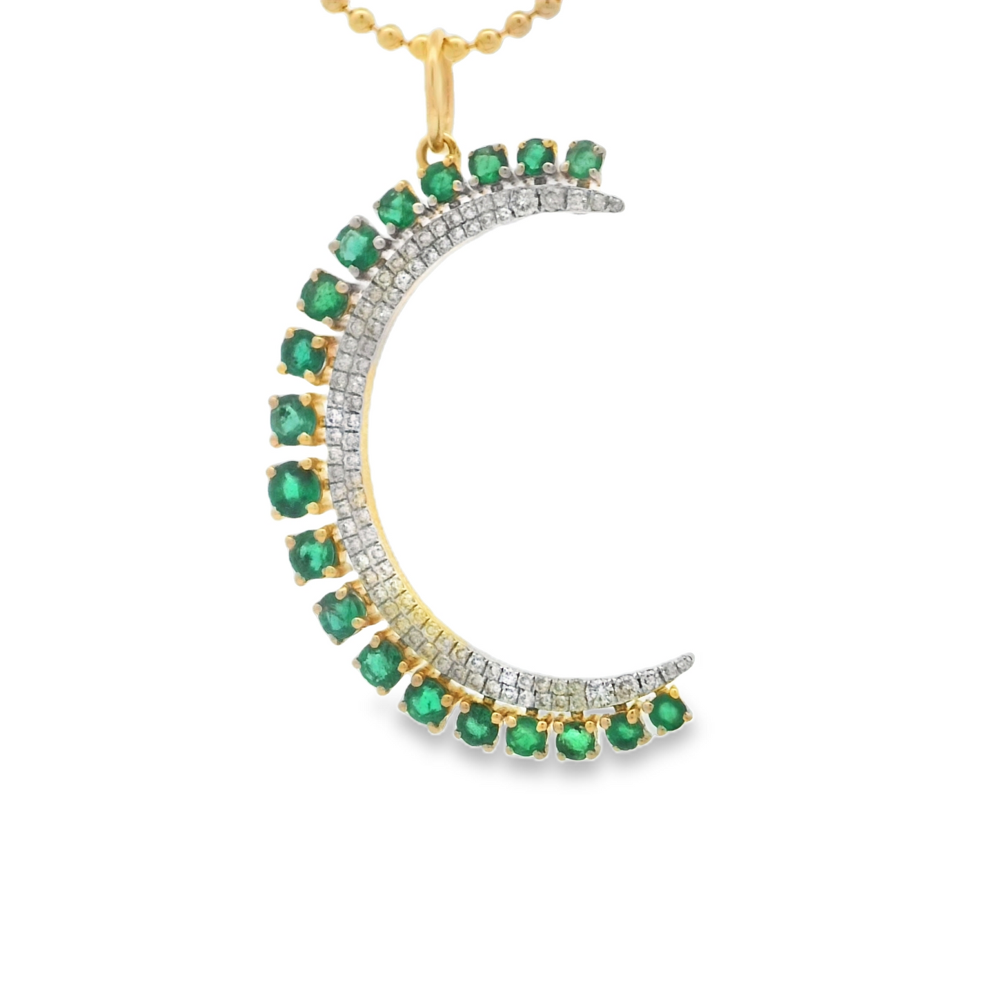 Emerald and Diamond Moon Pendant - SHOPKURY.COM
