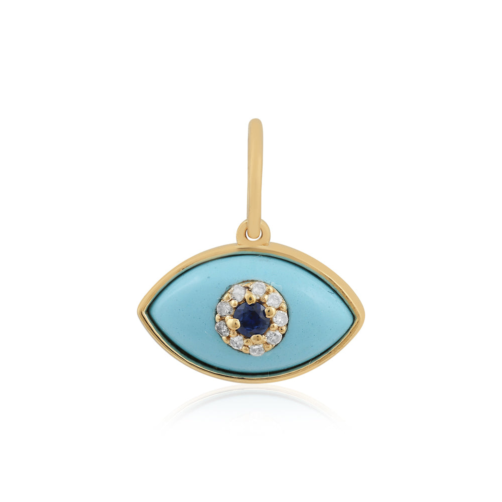 Evil Eye Turquoise, Sapphire and Diamond Pendant - SHOPKURY.COM