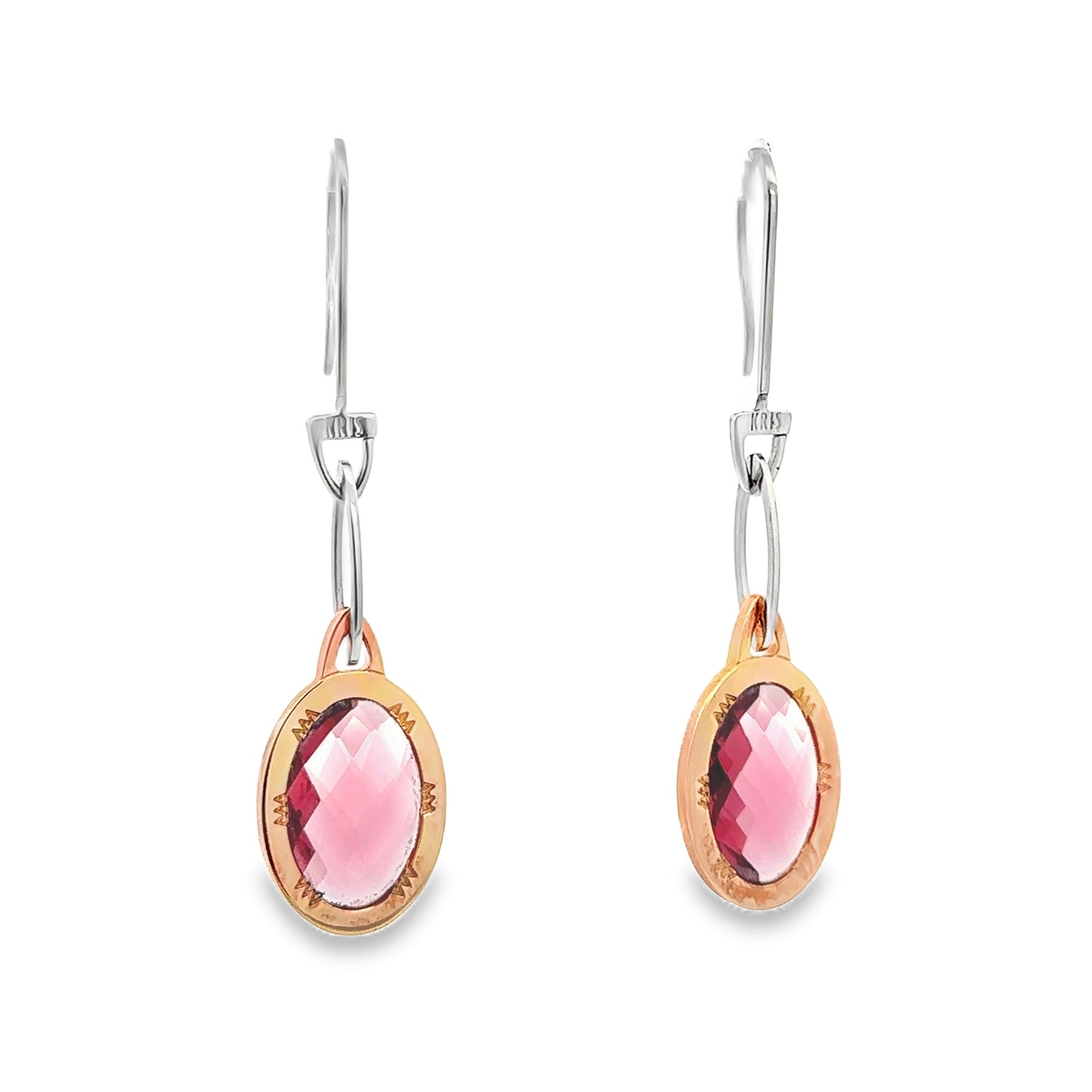 Oval Pink Quartz Dangle Earrings - SHOPKURY.COM