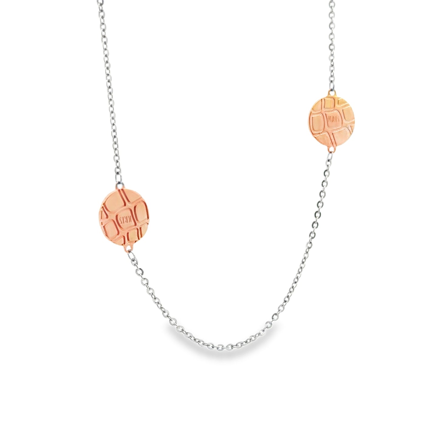 Long Necklace with Textured Circle Details - SHOPKURY.COM