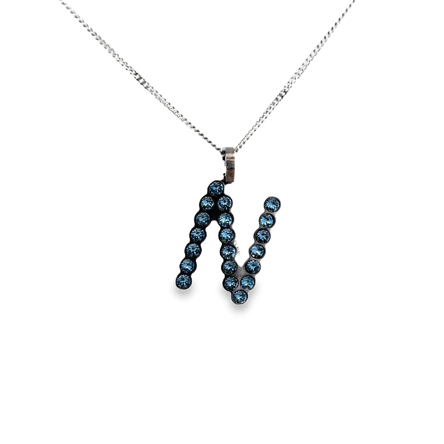 XLarge Blue and Black Swarovski Initial Pendant - SHOPKURY.COM