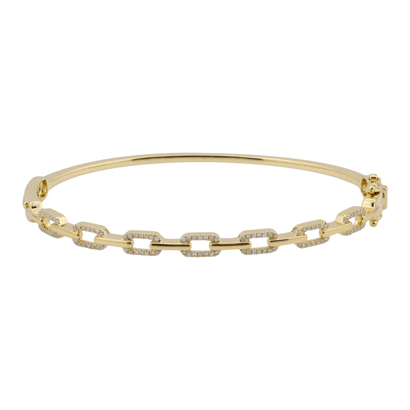 Paperclip Link Diamond Bangle Bracelet by KURY COLLECTION