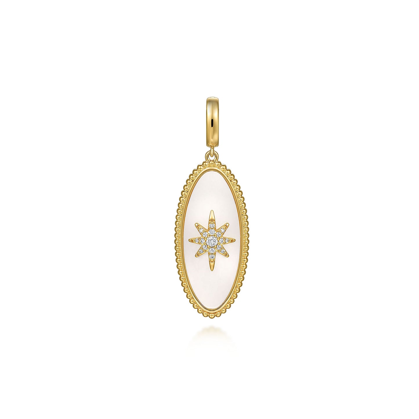Oval Mother Pearl Star with Diamonds Pendant - SHOPKURY.COM