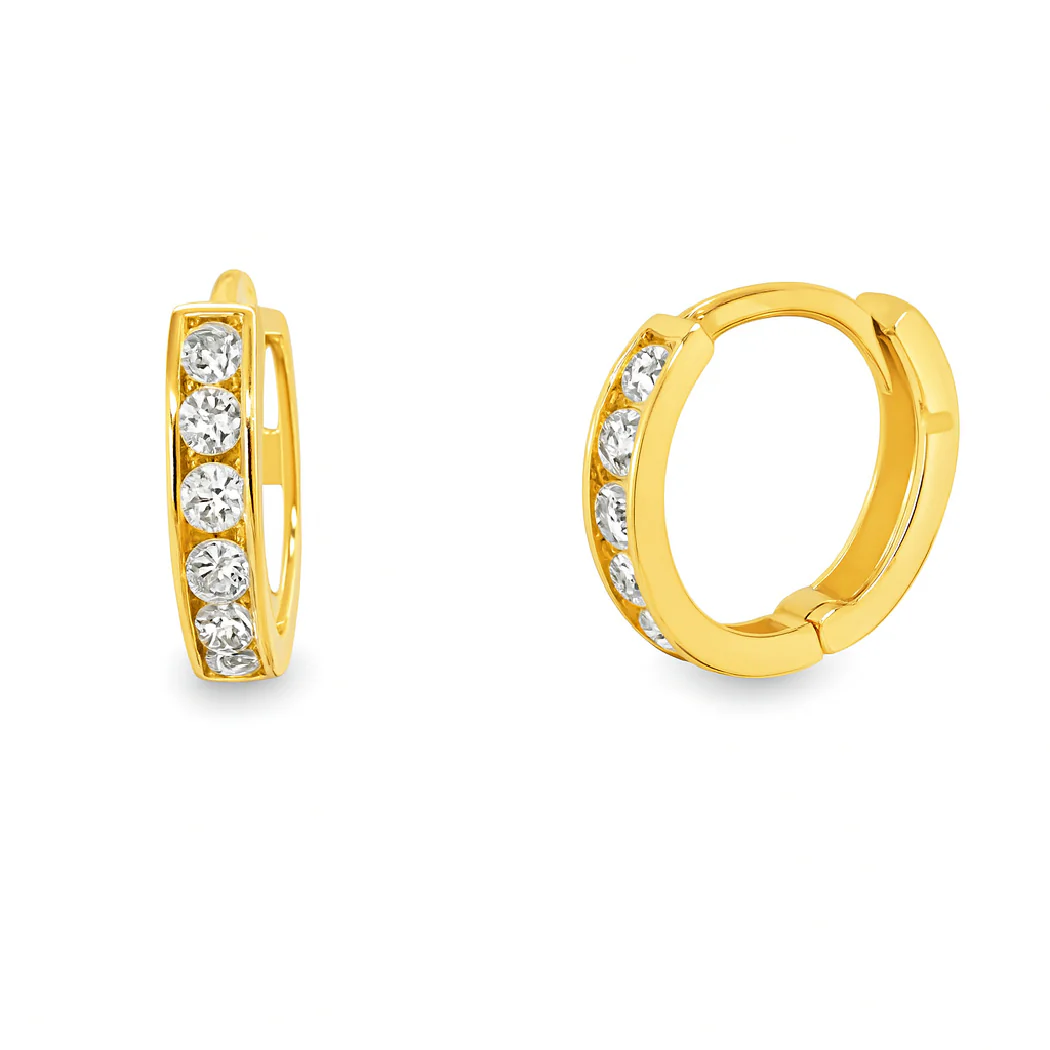 Channel Set Zirconia Huggie Earrings 9MM - SHOPKURY.COM