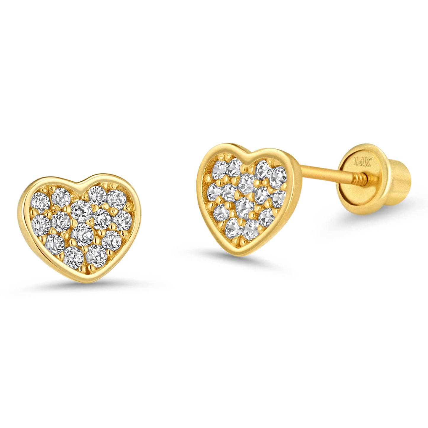 Heart Pave Clear Stud Earrings - SHOPKURY.COM