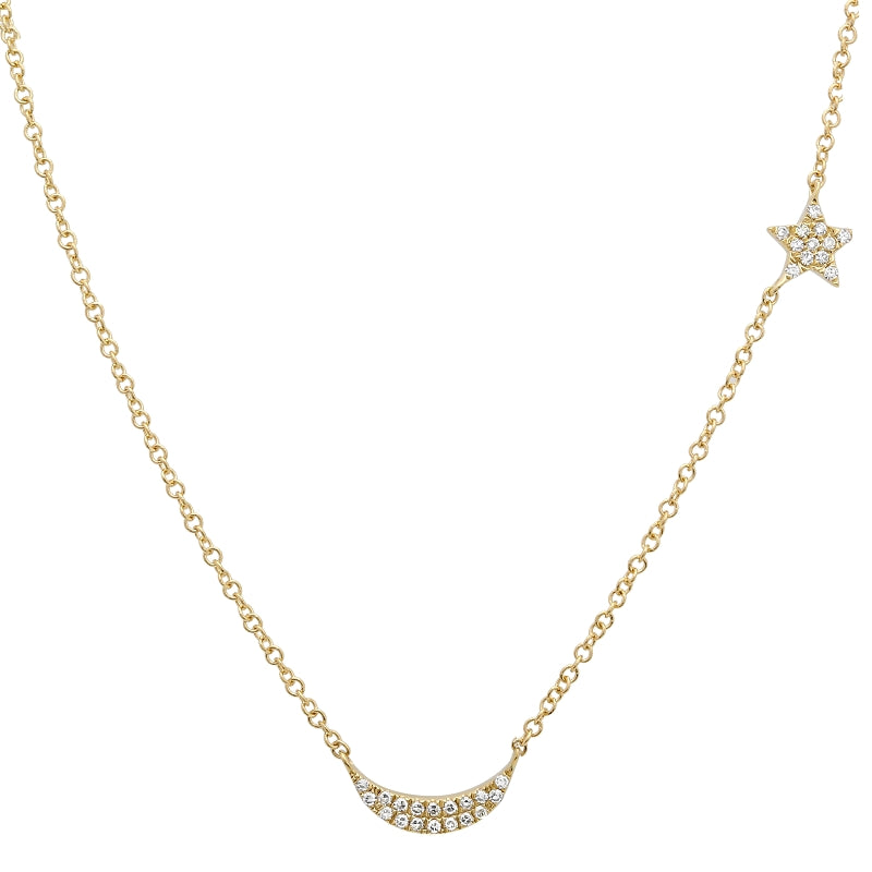 Moon Meets Star Diamond Necklace - SHOPKURY.COM