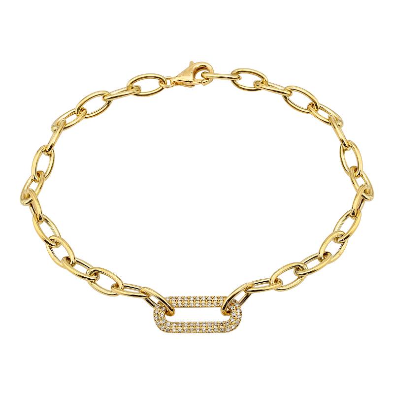 Diamond Paperclip Link Bracelet 14K by KURY COLLECTION