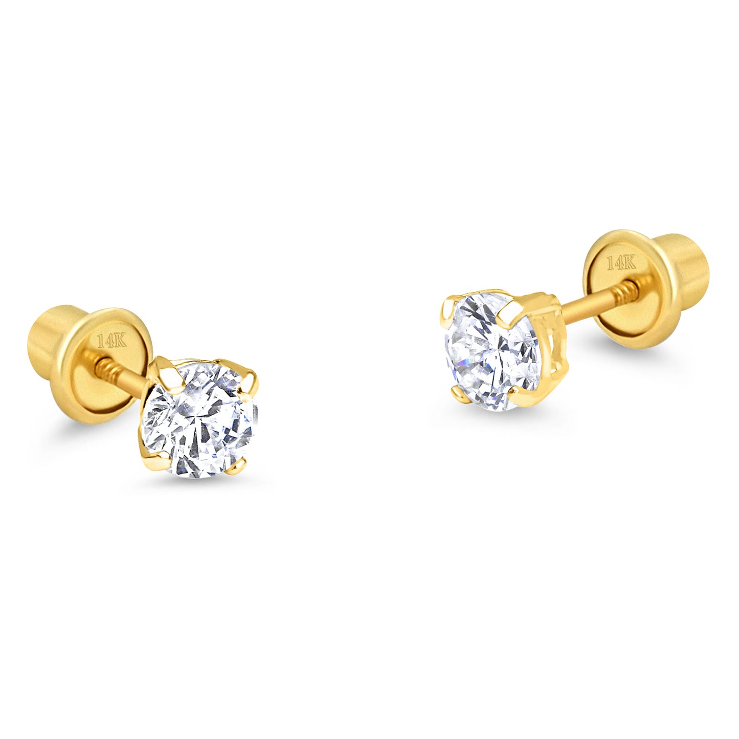3MM Zirconia White Gold Stud Earring - SHOPKURY.COM