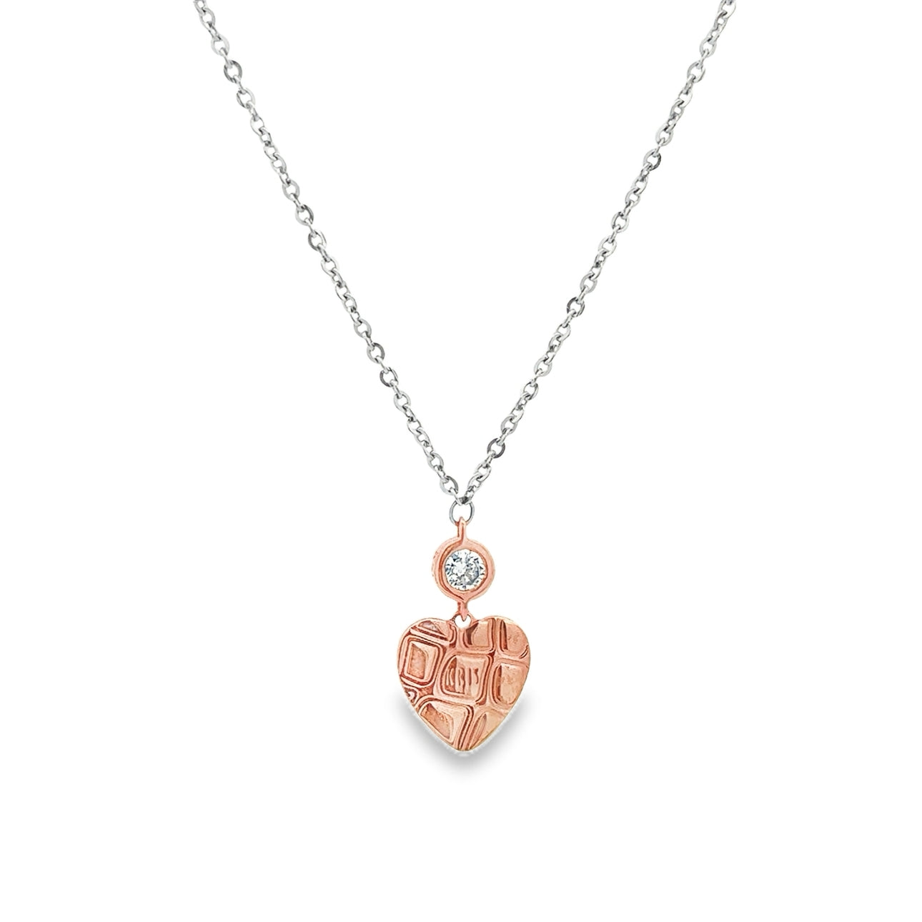 Small Heart and Zirconia Pendant Necklace - SHOPKURY.COM