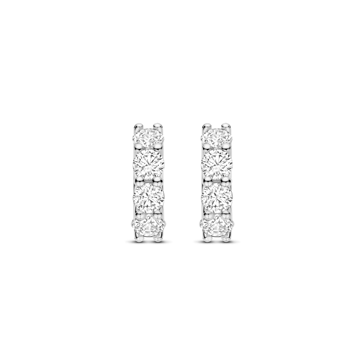 12MM Zirconia Silver Huggie Earrings - SHOPKURY.COM