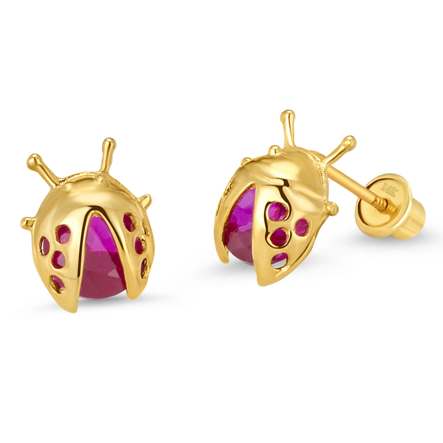 Hot Pink Ladybug Stud Earrings - Mini - SHOPKURY.COM