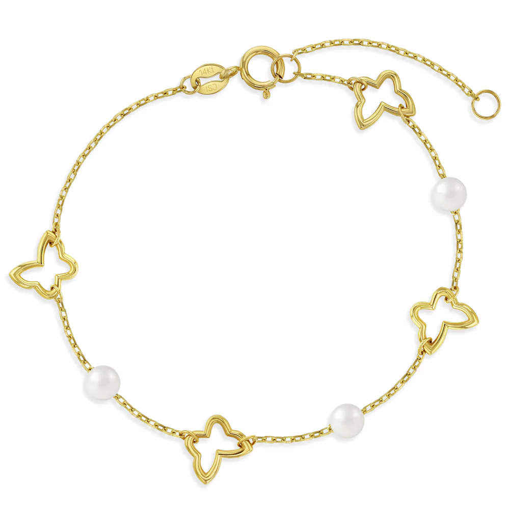 Pearls and Open Butterflies Kids Bracelet - SHOPKURY.COM
